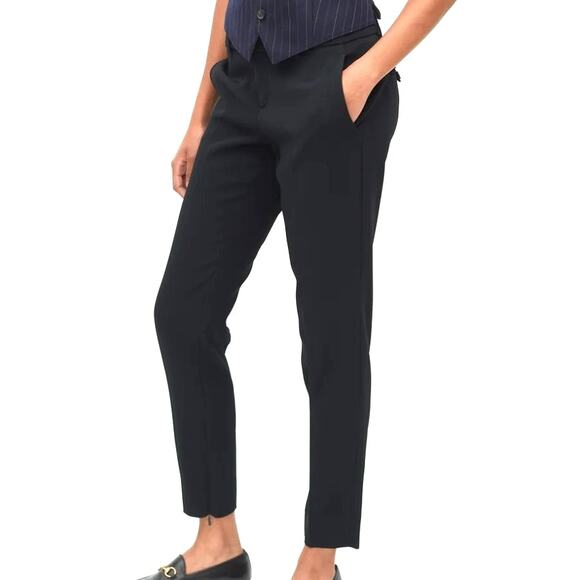 Gucci Low Rise Black Pants Skinny Straight Leg Ankle Zip Gold Emblem Size 40 - Picture 1 of 12